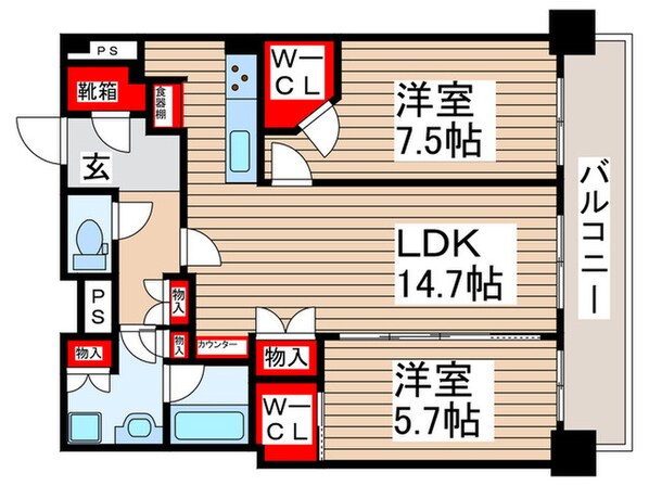 ﾊﾟｰｸｼﾃｨ柏の葉ｷｬﾝﾊﾟｽ ｻﾞ･ｹﾞｰﾄﾀﾜｰの物件間取画像